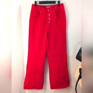 Vintage Nuovo Cherry Red Cotton Flare Jeans